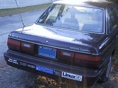 Rear view of a Toyota Camry with brake system focus for performance guide