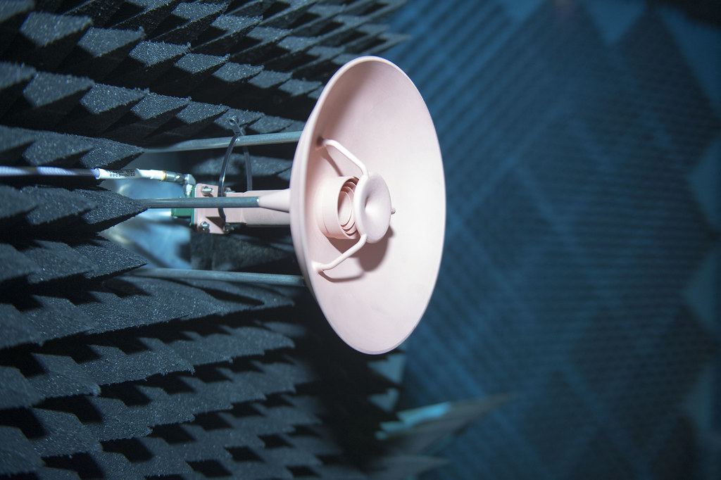 Automotive electrical component tested in anechoic chamber for signal performance